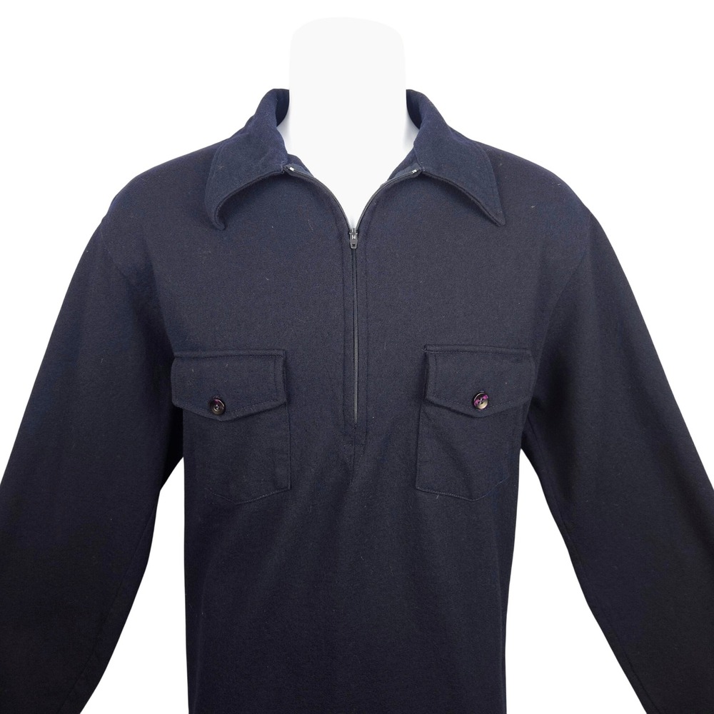 Vintage Pendleton 60's/70's Wool Pullover Shirt Men's XL Blue 1/4‎ Zip USA READ